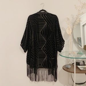velvet mesh kimono